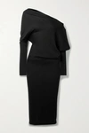Tom Ford One-shoulder Cashmere And Silk-blend Midi Dress In Black