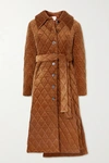 A.W.A.K.E. ASYMMETRIC BELTED QUILTED COTTON-CORDUROY COAT