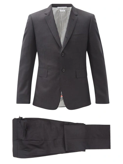Thom Browne Super 120s Wool-twill Suit And Tie In Dark Grey