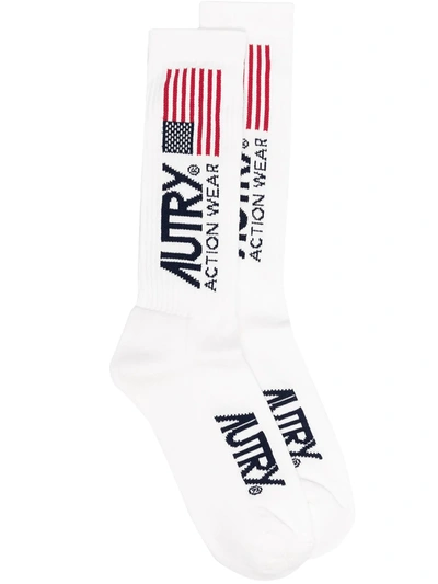 Autry United States Flag Intarsia Socks In White