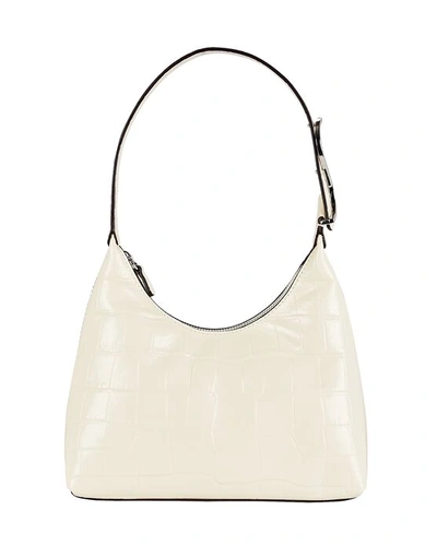Staud Scotty Croc-effect Leather Shoulder Bag In Ivory