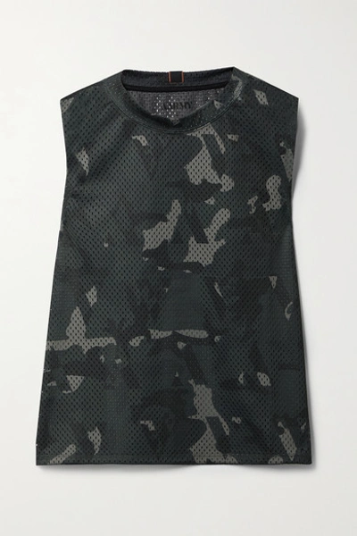 Aarmy Alpha Camouflage-print Mesh Tank In Dark Green