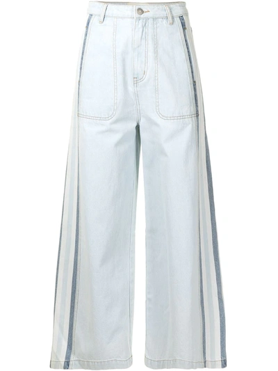 Portspure Cropped Wide-leg Jeans In Blue