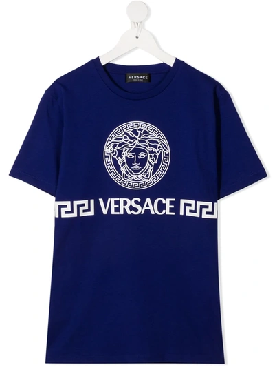 Young Versace Teen Medusa Head-print T-shirt In Blue
