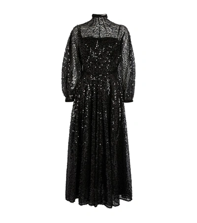 Emilia Wickstead Artemis High-neck Sequined-tulle Midi Dress In Black