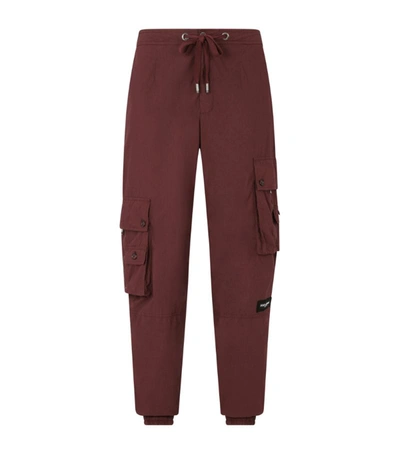 Dolce & Gabbana Garment-dyed Cotton Cargo Trousers In Red
