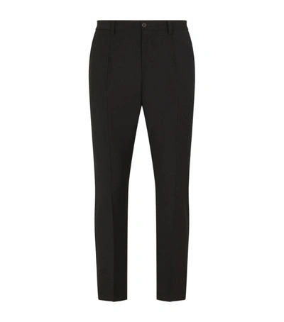 Dolce & Gabbana Cropped Wool-blend Straight-leg Trousers In Black