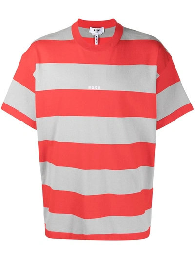 MSGM LOGO-PRINT STRIPED T-SHIRT