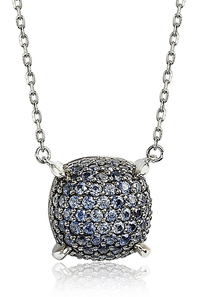 Suzy Levian Pavé Sapphire Pendant Necklace In Blue