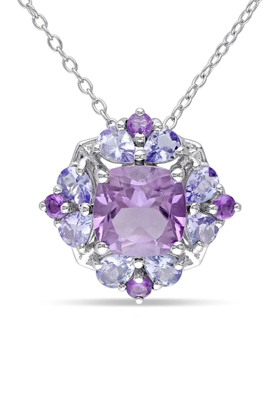 Delmar Sterling Silver Amethyst Tanzanite Fashion Pendant Necklace In Purple