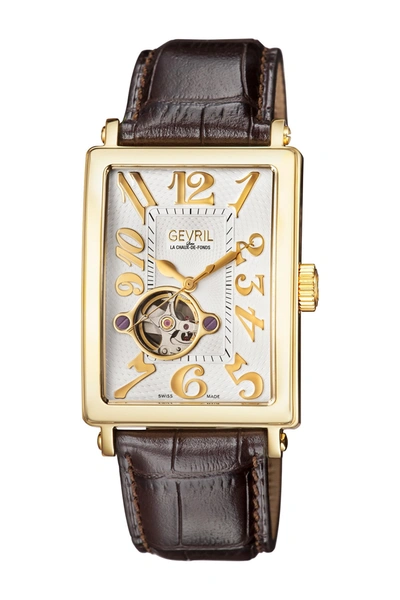 Gevril Men's Avenue Of Americas Intravedre Leather Strap Watch