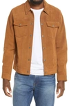 Frame Modern Suede Trucker Jacket In Tawny