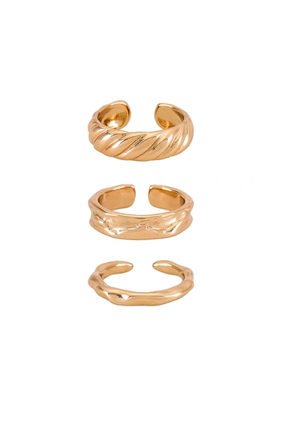 Ettika Gold Plated Thick Modern Ring Set