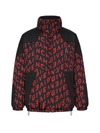 Givenchy Reversible Black & Red Refracted Puffer Coat In Black Red