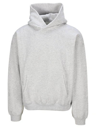 Alexander Wang Logo Embroidered Hoodie In Heather Grey