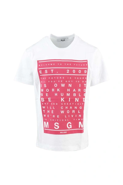 Msgm Kids' T-shirt In Bianco Fragola