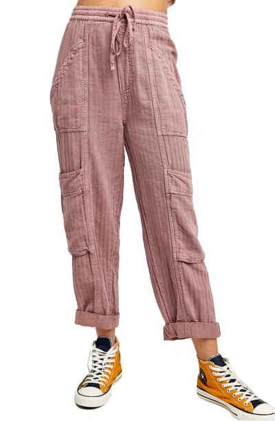 Free People Feelin' Good Linen Blend Utility Pants In Mauve