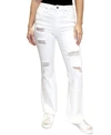 ALMOST FAMOUS JUNIORS' DISTRESSED HIGH-RISE FLARED JEANS