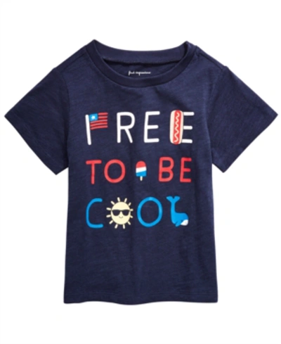 First Impressions Kids' Baby Boys Free To Be Cool Cotton T-shirt, Created For Macy's In Navy Nautical
