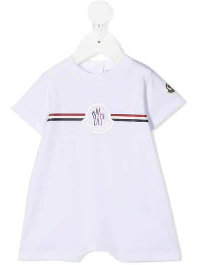 Moncler Babies' White Jersey Onesie With Logo Print