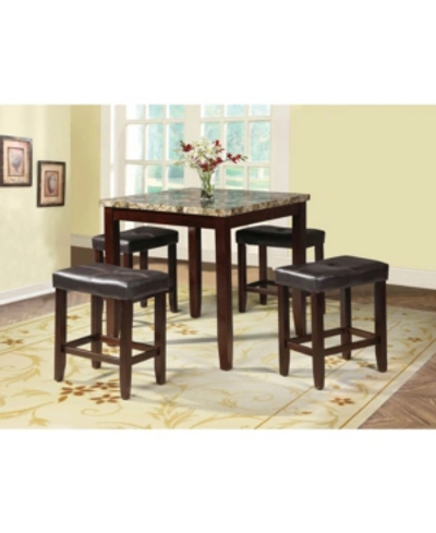 Acme Furniture Rolle 5-piece Counter Height Set In Marble