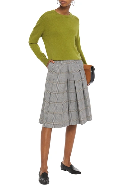 Maje Pleated Prince Of Wales Checked Woven Culottes In Dark Grey
