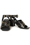 MAJE EYELET-EMBELLISHED LEATHER SANDALS,3074457345624944688