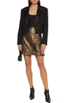 SANDRO TERY CROPPED SATIN-TRIMMED TWILL BLAZER,3074457345624742536
