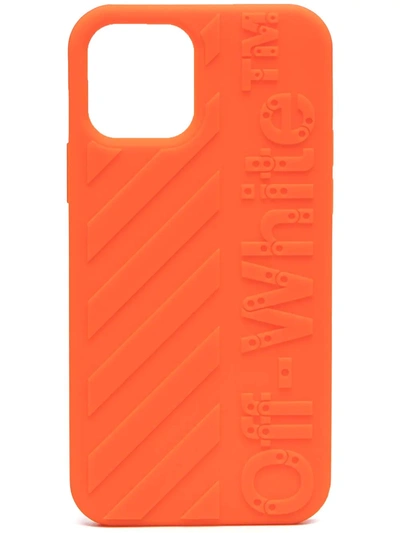 Off-white Iphone 11 Pro Max Logo斜条纹手机壳 In Orange