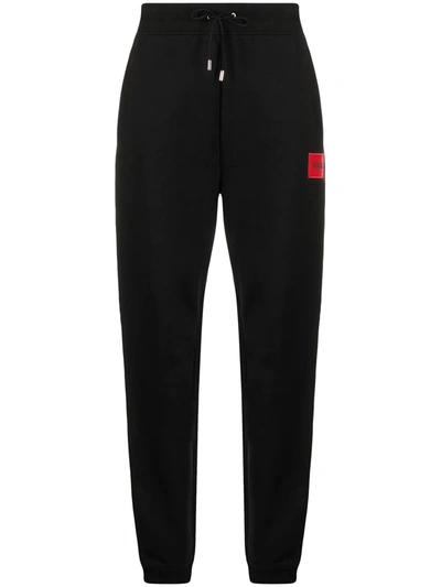 Hugo Logo-patch Cotton Joggers In Black