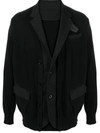 Sacai Layered Button-front Cardigan In Black