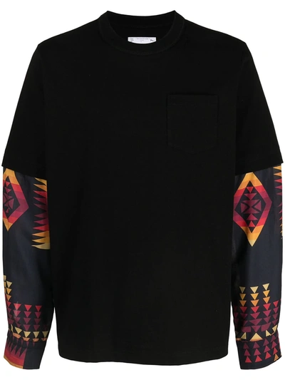 Sacai Graphic Print Sleeves Sweatshirt In Black
