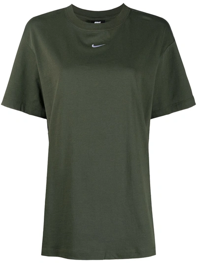 Nike Logo-embroidered Cotton T-shirt In Green