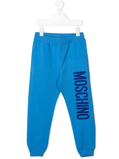 Moschino Kids' Logo-print Track Trousers In Blue