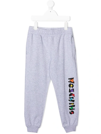 Moschino Kids' Logo-print Track Trousers In Grey