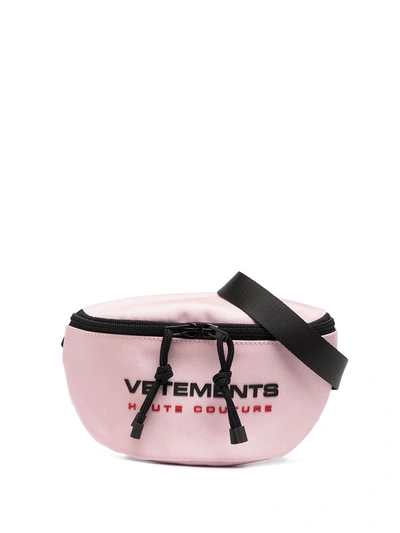 Vetements Logo印花拉链腰包 In Pink