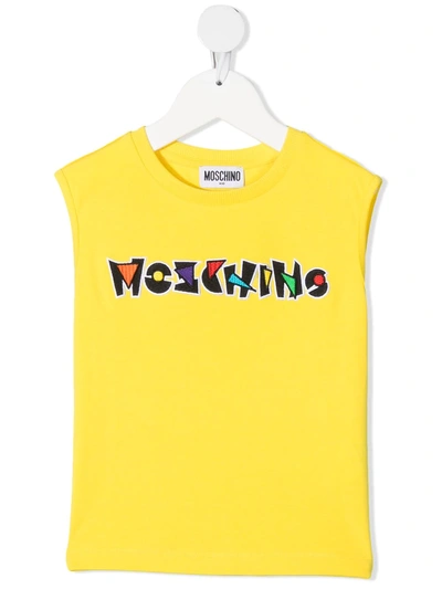 Moschino Kids' Logo-print T-shirt In Yellow