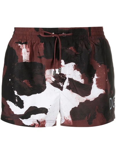 Dolce & Gabbana Logo And Camouflage-print Swim Shorts In Multicolor