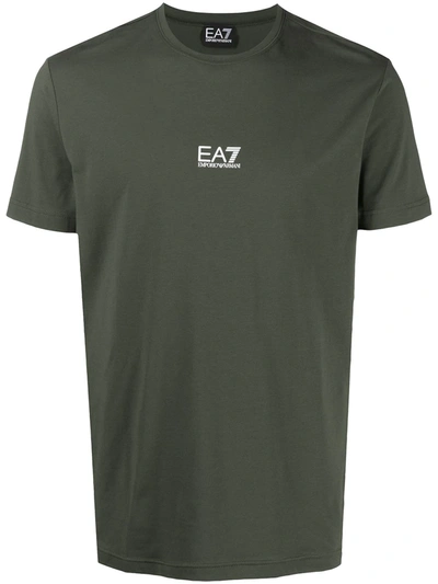 Ea7 Logo Print Crew-neck T-shirt In Green