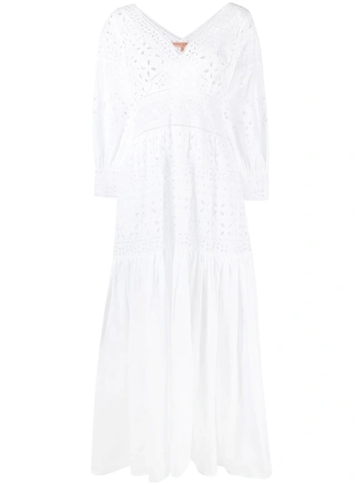 Ermanno Scervino Embroidered Long-sleeve Maxi Dress In White