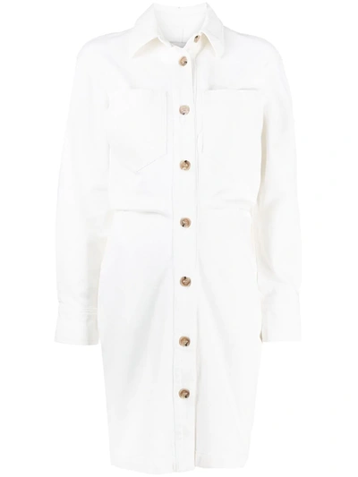 Nanushka Chest-pocket Cotton Shirt Dress In White