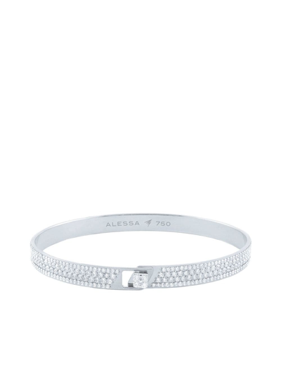 Alessa White Gold And Diamond Spectrum Full Pavé Bangle In Silver