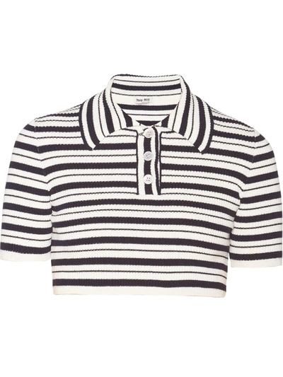 Tシャツ・カットソー Miu Miu Cropped Polo T-Shirt With Horizontal Stripes 23558427_53524720_600.jpg