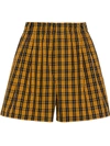 Miu Miu High-rise Checked Shorts In Yellow