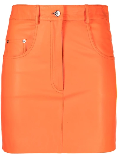 Manokhi High-waist Leather Skirt In Orange