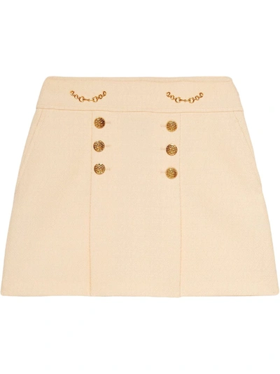 Gucci Button Detail A-line Mini Skirt In White