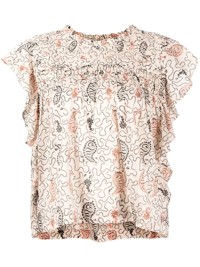 Isabel Marant Étoile Layona Ruffle Blouse In Nude