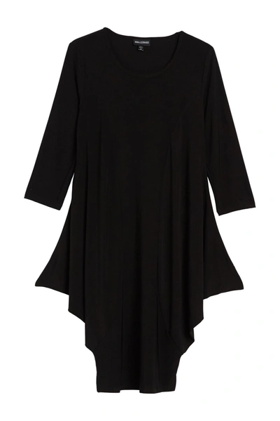 Nina Leonard Scoop Neck Elbow Length Sleeve Jersey Dress In Black
