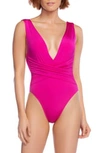 Trina Turk Wrap Front One-piece Swimsuit In Berry