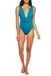 Trina Turk Wrap Front One-piece Swimsuit In Peacock